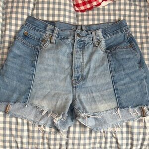 American Eagle Outfitters Light Blue Patchwork Denim Shorts